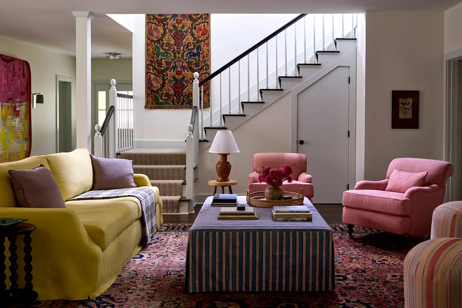 Behind the Design of a Playful Hamptons Home Inspired by Strawberry Fabric