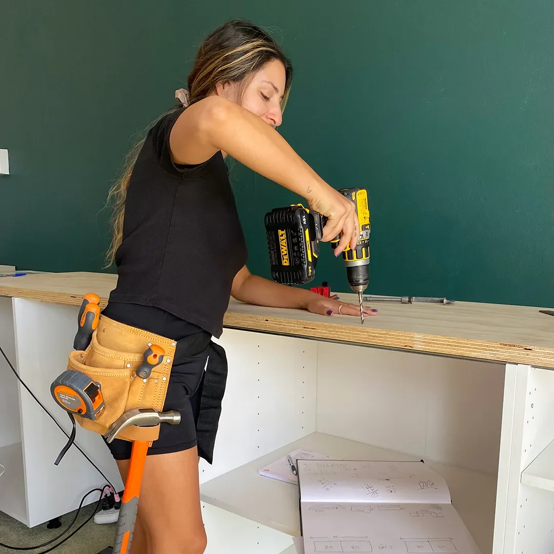 How I Turned IKEA Kitchen Cabinets Into Chic Office Storage With $20 Barbecue Skewers