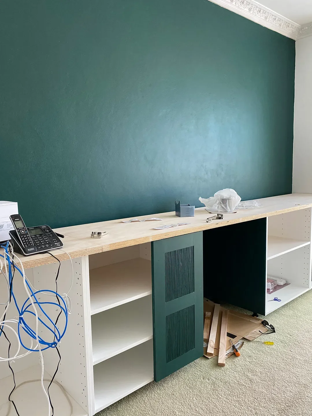 How I Turned IKEA Kitchen Cabinets Into Chic Office Storage With $20 Barbecue Skewers