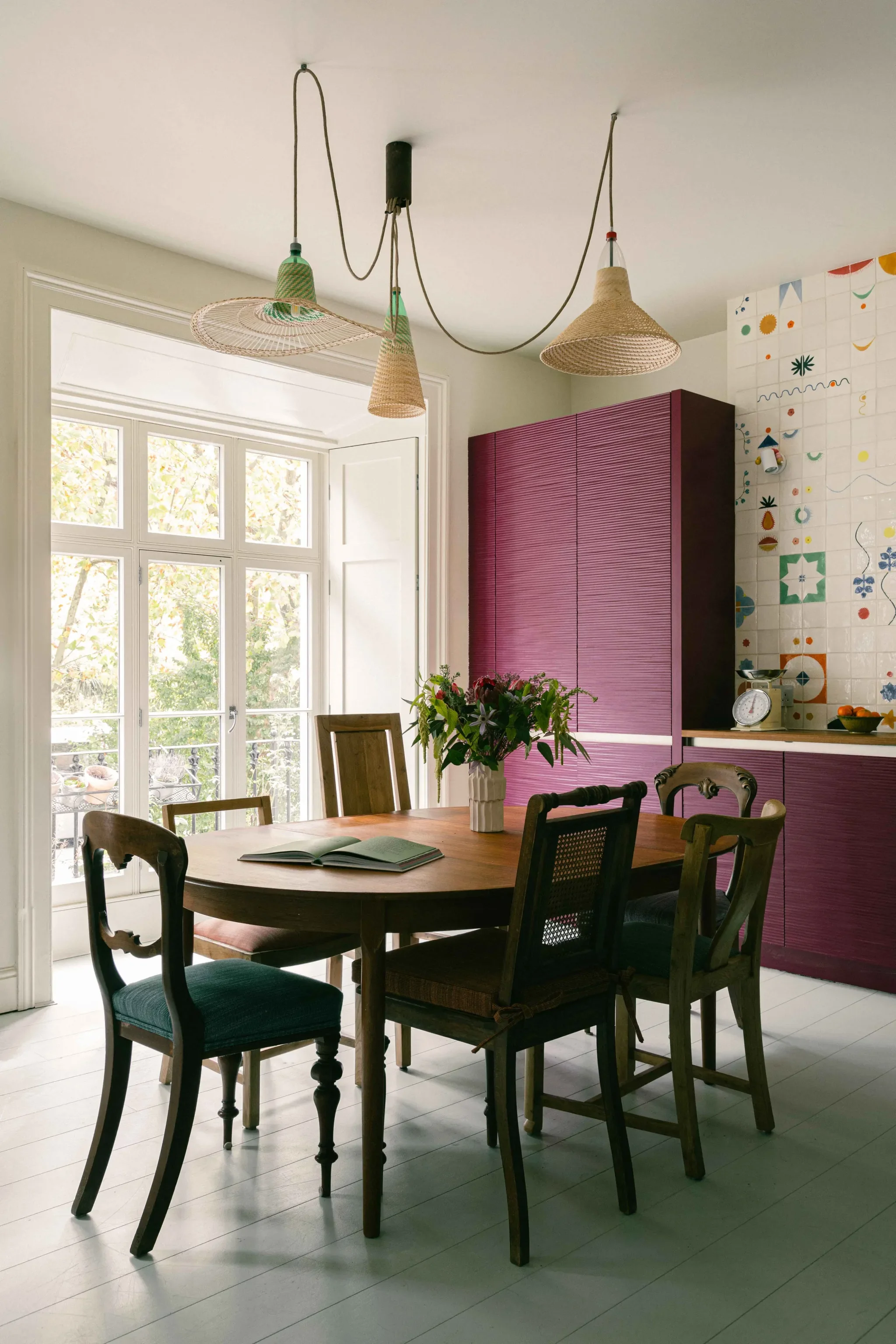 The Magenta Cabinets Stayed, But This Kitchen Looks Brand-New After a Artsy Remodel