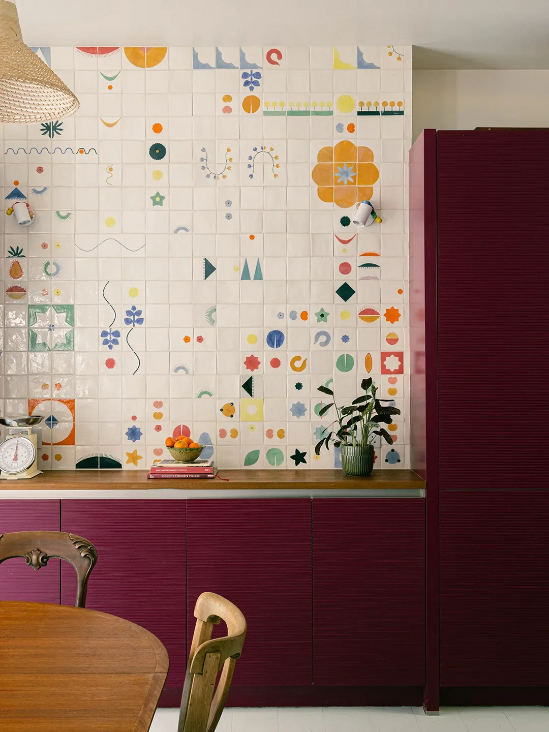 The Magenta Cabinets Stayed, But This Kitchen Looks Brand-New After a Artsy Remodel